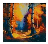 Алмазная мозаика (классическая) с подрамником, с полным заполнением "Тропинка через лес", 30 х 30 см