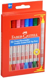 Фломастеры Faber-Castell, двухсторонние смываемые 10 цветов