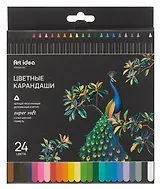 Карандаши цветные 24 цвета "SuperSoft" черное дерево, Art idea