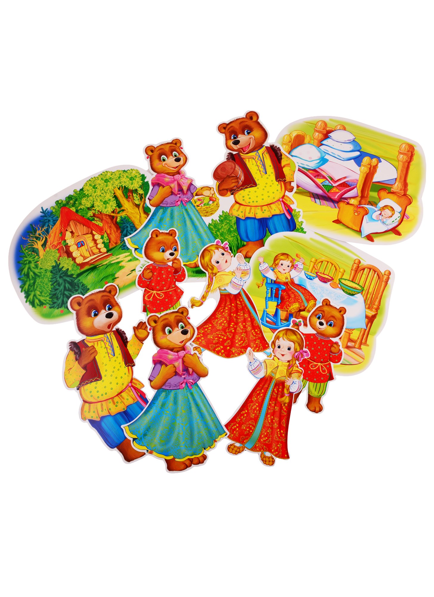 

Комплект вырубных мини-плакатов "Герои сказки Три медведя" (10 штук)