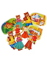 Комплект вырубных мини-плакатов "Герои сказки Три медведя" (10 штук)