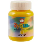 Гуашевая жёлтая краска olki, 100 мл