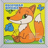 Песочная фреска. Картина из песка Мечтательный лисенок (рамка из вспененного