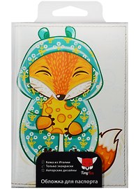 Обложка для паспорта Лисик и сыр (кожа) (07-038)