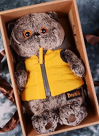 Игрушка мягкая Budi Basa, Игрушка мягкая Басик в желтой жилетке с серым капюшоном 22см