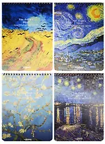 Блокнот B5 38л 175*240 "Ван Гог" карт.обл., гребень, ассорти, Lenwa