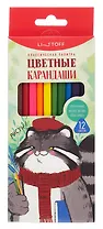 Карандаши цветные 12цв "Манул Манулыч" трехгранные, заточенные