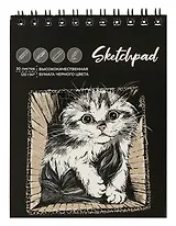 Скетчбук А6 30л "Котик" черн.внутр.блок, 120г/м2, гребень