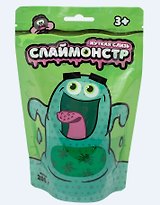 Игрушки в наборе, ТМ Слаймонстр, зеленый + фигурки насекомых, 200 гр.