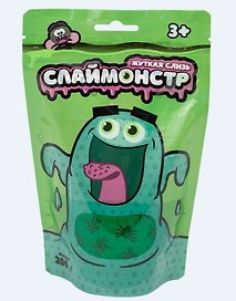 Игрушки в наборе, ТМ Слаймонстр, зеленый + фигурки насекомых, 200 гр.