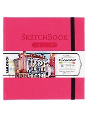 Скетчбук 145*145 40л "Veroneze" розовый, акварель., 200г/м2