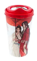 Стакан с крышкой Благословение небожителей Се Лянь и Хуа Чэн под зонтом (пластик) (550 мл)