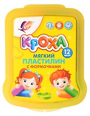 Пластилин 12цв 180гр "Кроха" формочки, стек, в контейнере, Луч