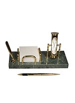 Набор подарочный "Antique" с подст. под бум. блок, песоч. часами на 2 минуты и ручкой, т.-зелен. мрамор, Protege