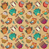 Бумага подарочная, крафт, Феникс, Милые совы, 100*70см, 80г/м2