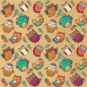 Бумага подарочная, крафт, Феникс, Милые совы, 100*70см, 80г/м2