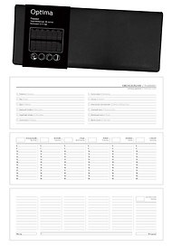 Планинг недатиров. 29,7*11,8см 56л. Optima. Черный искус.кожа с поролоном, на спирали ПКО18