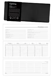Планинг недатиров. 29,7*11,8см 56л. Optima. Черный искус.кожа с поролоном, на спирали ПКО18
