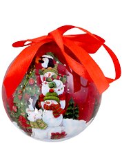 Елочный шар Снеговики (пластик) (7,5 см) (ПВХ Бокс)
