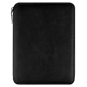 Ежедневник-органайзер недат. А5+ 120л "Шеврет экстра" черный, тв.переплёт с поролоном, иск.кожа, на молнии, ляссе, ПВХ-коробка