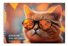 Альбом для рисования «Котик в очках» Listoff А4, 40 листов, спираль
