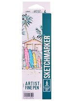 Ручки капиллярные 6цв Artist fine pen Light Colors, к/к, Sketchmarker