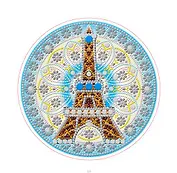 Алмазная мозаика ТМ Рыжий кот круг, д.24 см с подр,с част. зап, камни разн форм (11цв) Эйфелева башня Арт. YKH29