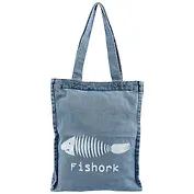 Сумка-шоппер джинсовая на молнии Fishork (40*33см) (светло-синий)