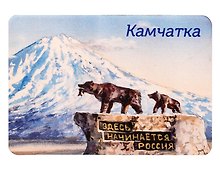 Магнит картон Медведи Здесь начинается Россия (Петропавловск-Камчатский) (МК/200/002)