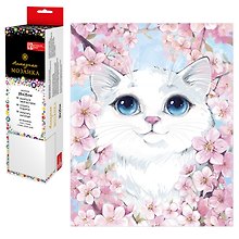 Набор для творчества Феникс+. Алмазная мозаика «Котик в сакуре», 20 х 25 см, 19 цветов