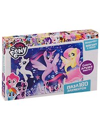 Пазл-мини, Оригами, My little pony Movie. Рарити, Сумеречная Искорка и Флаттершай 160эл., (220х330)+ фигурка с магнитиком