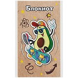Блокнот А6 40л кл. "АВОКАДО-СКЕЙТЕР" мягк.переплёт, 2 скобы, белый офсет 60г/м2