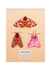 Скетчбук А4 40л "Ярки мотыльки", 120г/м2, обложка крафт картон, евроспираль