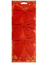 Украшение елочное Бантики красный в горох (3шт) (10см)