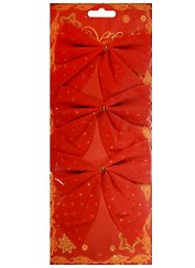 Украшение елочное Бантики красный в горох (3шт) (10см)