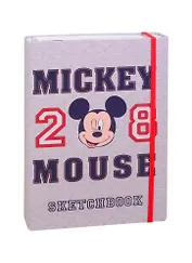 Скетчбук А5 80+50л "Микки Маус" 100г/м2, тв. обложка, закр. евроспираль, на резинке
