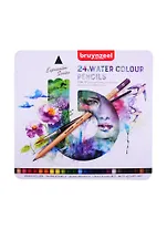 Набор акварельных карандашей Bruynzeel Expression Aquarel 24 цвета + кисть в металл.коробке, Bruynzeel