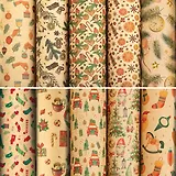 Бумага упаковочная 70*100см "Christmas Kraft" крафт, НГ, инд.уп.