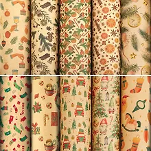 Бумага упаковочная 70*100см "Christmas Kraft" крафт, НГ, инд.уп., ассорти