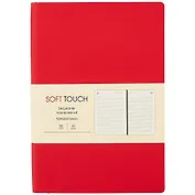 Ежедневник недат. А5 136л "SOFT TOUCH" пламенный красный, интегр.обл., иск.кожа, тонир.блок, скругл.углы, цв.торец, ляссе