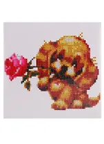 Набор для творчества TUKZAR Алмазная мозаика 20х20см Собачка, на подрамнике, частичная выкладка