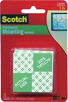 Квадраты клейкие 25*25мм, 16шт, двухсторон, на вспенен.основе, блистер, подвес, Scotch 3M