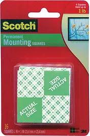 Квадраты клейкие 25*25мм, 16шт, двухсторон, на вспенен.основе, блистер, подвес, Scotch 3M