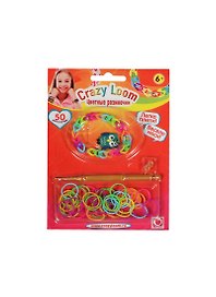 Набор Crazy Loom Цв. Резиночки (00803) (1браслет+50 рез.+1 подвеска+4 замочка+крючок) (6+) (блистер)