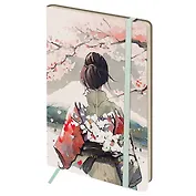 Книга для записей А5 80л лин. "Sakura. Wise beauty" кожзам, с резинкой, тиснение фольгой