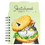 Скетчбук А5 100л "Вкусный кот" белый офсет, 100г/м2, фигурная вырубка, тв.обложка, гребень
