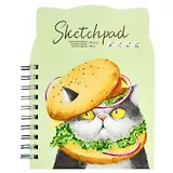 Скетчбук А5 100л "Вкусный кот" белый офсет, 100г/м2, фигурная вырубка, тв.обложка, гребень