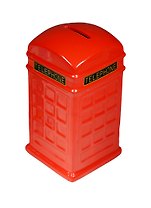 Сувенир, Копилка, Телефонная будка, 13,5*6,5*6,5, керамика