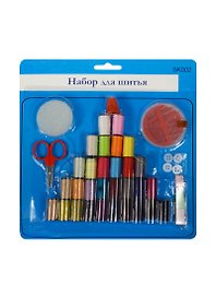 Набор швейный (SK002) (7700180) (нитки/30цв.+игольница+ножницы+пуговицы/4шт+иглы/10шт+лента/1шт+наперсток) (блистер) (Бэстекс СПб)