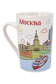 Кружка Москва Москва-сити (фарфор, матовая)(цветн.рисунок) (коробка) (065-4-18-CL)